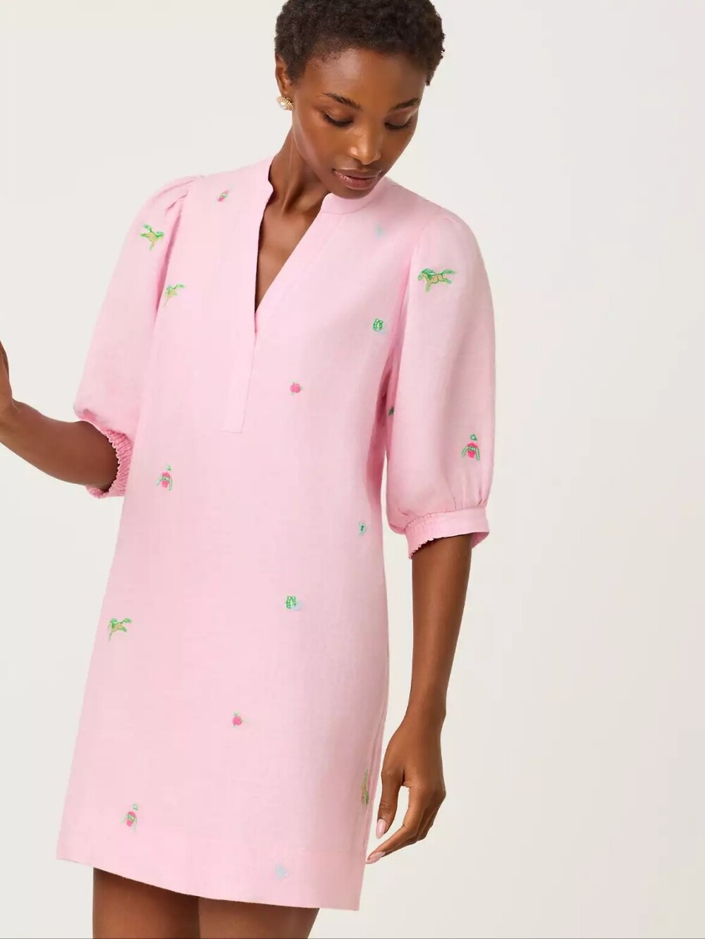NWT Lilly Pulitzer Embroidered Pink Linen Dress - 10